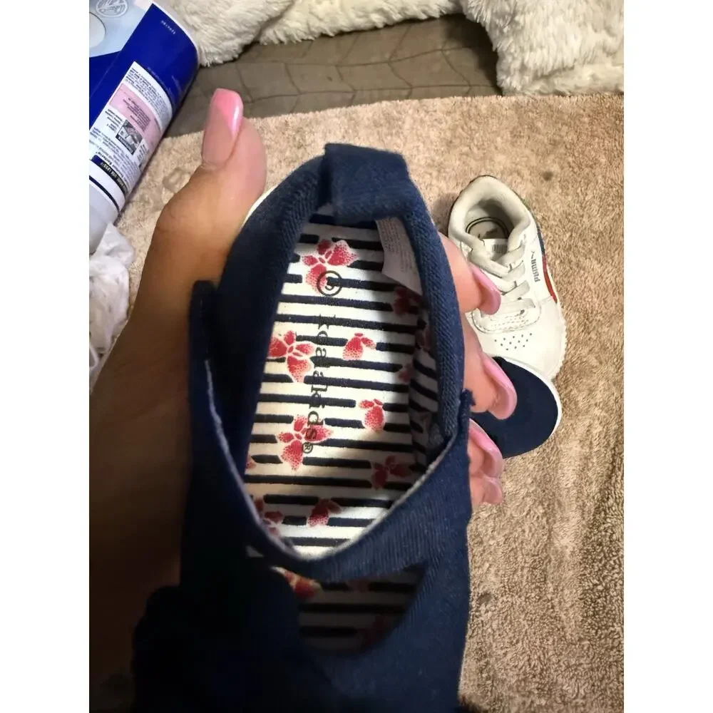 bundle- PUMA girl baby Sneakers size 4C , & blue flower shoes size 3C